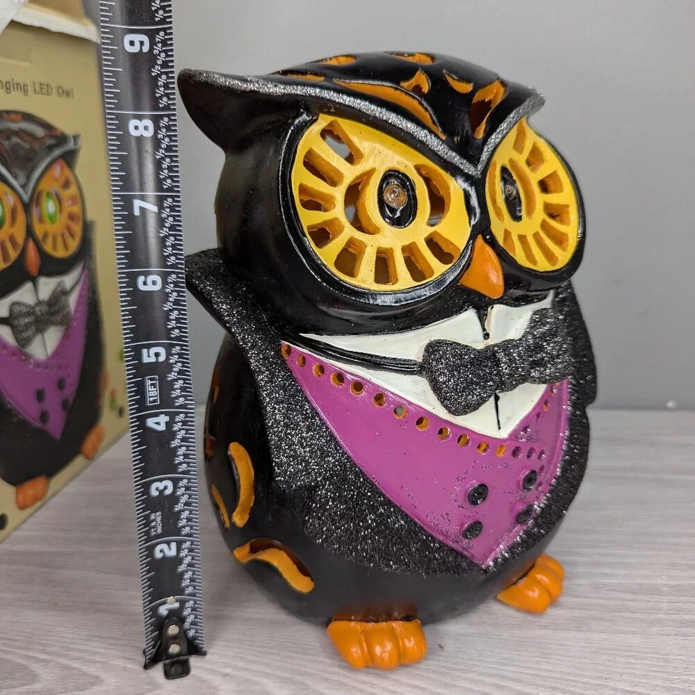 Cracker Barrel Halloween LED Color Changing Owl Decor NIB